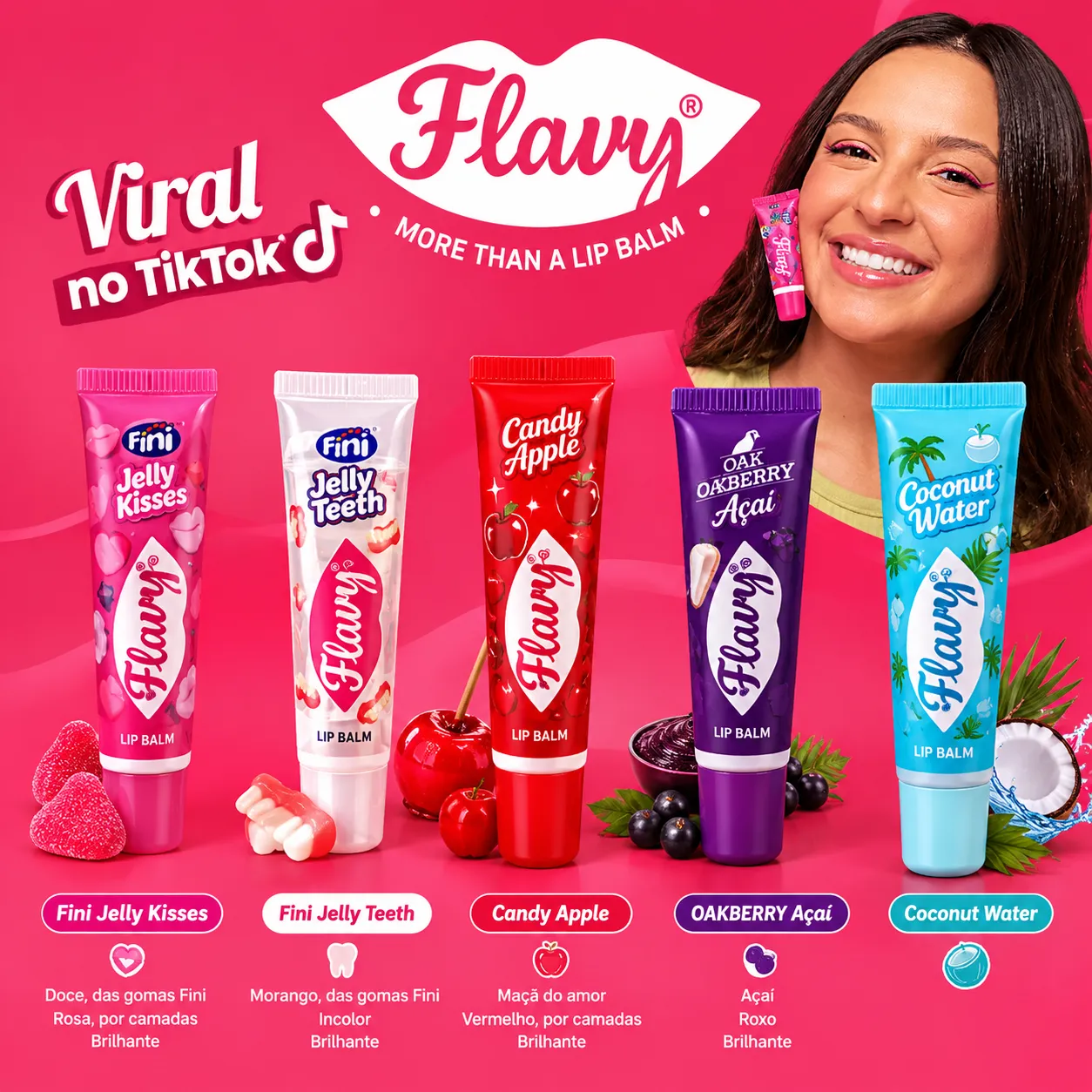 Kit com 5 Flavy — Os Bálsamos Labiais Que Vieram do Brasil e Tomaram Conta do TikTok