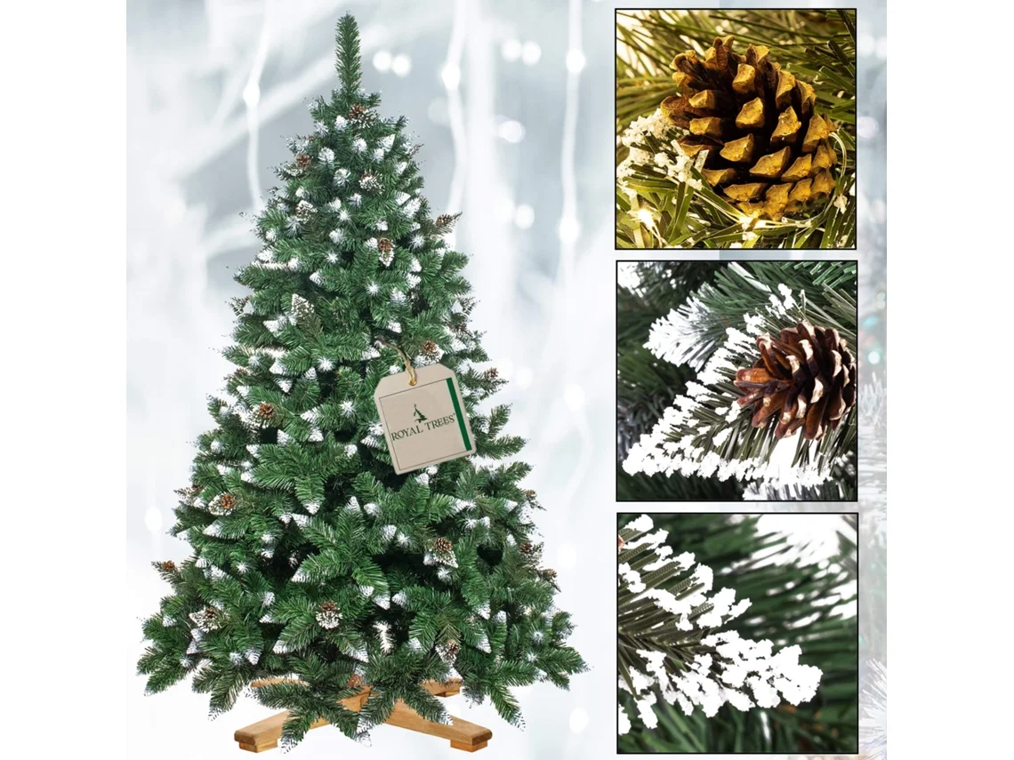 Árvore de Natal Artificial 220 cm com Neve + 308 Bolas + 100 m de Luzes LED