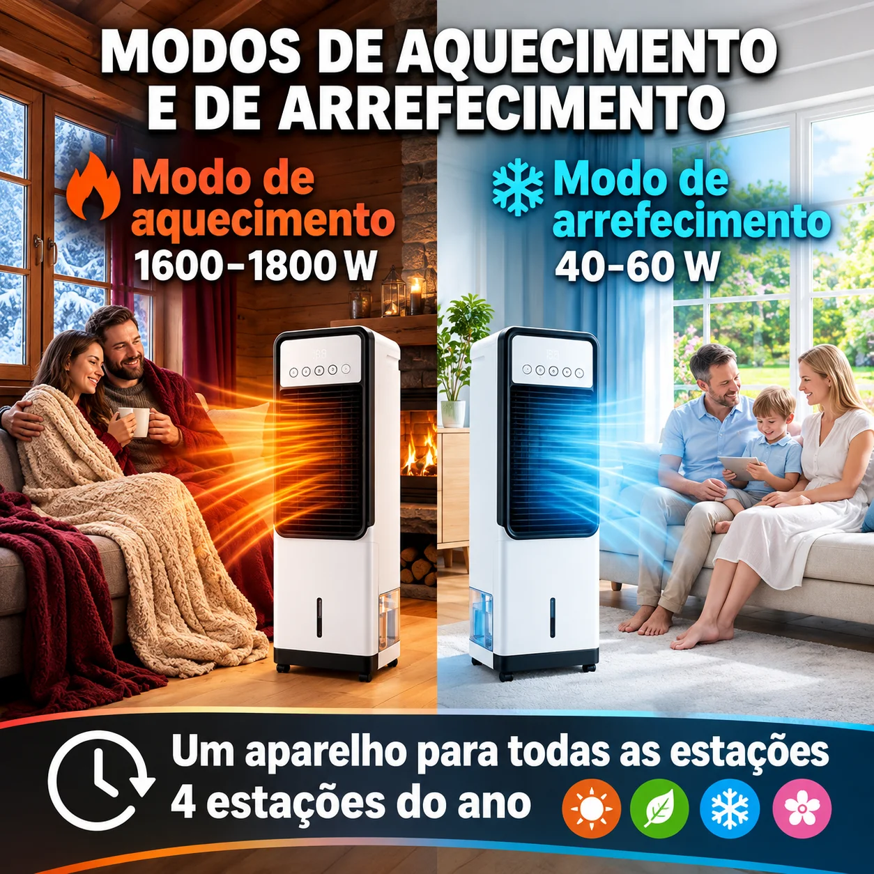 Aquecedor e Ventilador Portátil 2 em 1