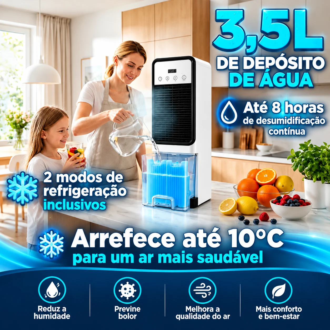 Aquecedor e Ventilador Portátil 2 em 1