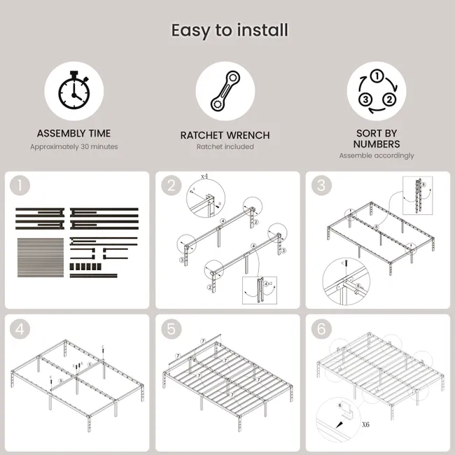 Kit Cama de Casal 140×190 — Estrutura Metálica Silenciosa Com Colchão Viscoelástico de Oferta