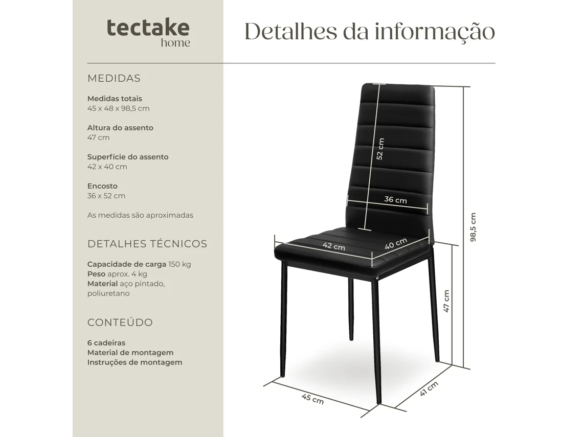 Cadeiras de Jantar em Pele Sintética Tectake